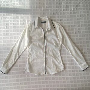 Banana Republic White Fitted Button-down with Black detail